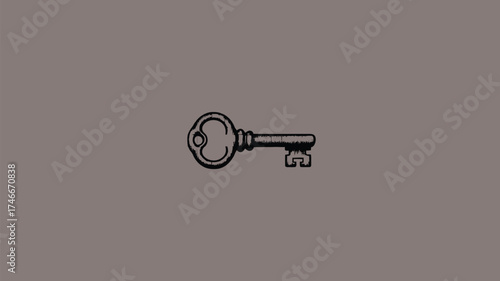 Unlock your creative projects with this vintage key illustration, perfect for adding a touch of mystery and timeless elegance to your designs now