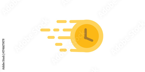fast clock or moving time icon, concept of speed, time efficiency, urgent deadline, lightning delivery, time management, or rapid progress, suitable for web design, mobile app ui or ux
