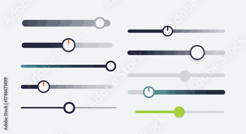 Vector Icons Set of A diverse collection of modern user interface slider bar elements for web design. EPS Editable