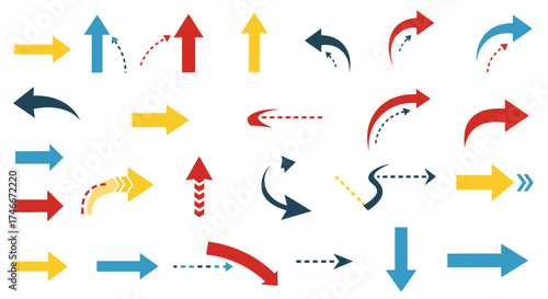 Vector Icons Set of Colorful flat arrow collection vector icon set for navigation. EPS Editable