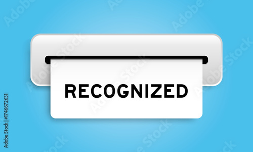 White coupon banner with word recognized from machine on blue color background