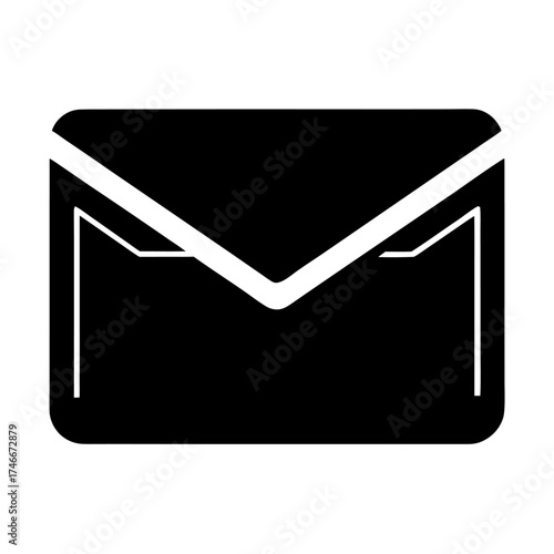 Letter envelop silhouette vector icon on white background