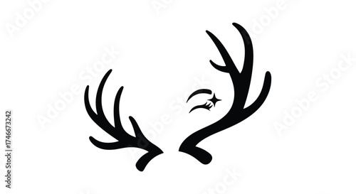 Stylized black antlers with a small starry constellation, symbolizing nature and cosmic wonder