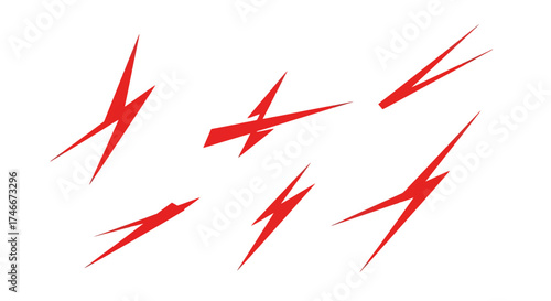 Vector Icons Set of red lightning bolt icons abstract graphic elements. EPS Editable