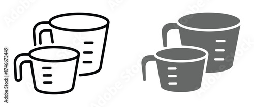Useful measuring cups icon set ideal for cooking websites, recipes, and kitchen tools.