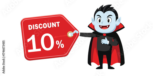Vampire character promotes a 10 percent discount offer