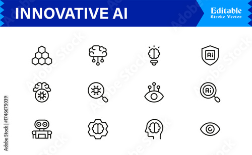 Innovative AI And Machine Learning Line Icon Set, Professional Minimal Vector Icons, Unique Pixel Perfect Design, Modern Editable Line Art Collection