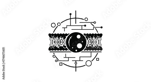 Abstract scientific illustration representing a cellular membrane with molecular connections, symbolizing innovation and biology.