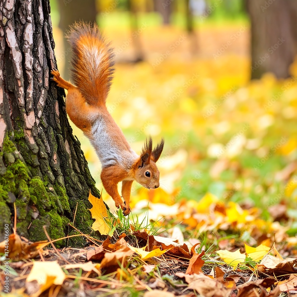 Fototapeta premium Squirrel in Autumn Park