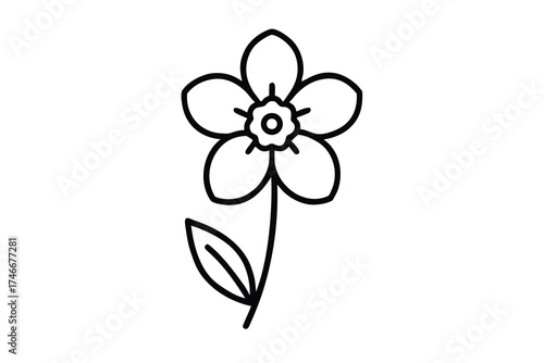 forget me not vector line art flower silhouette