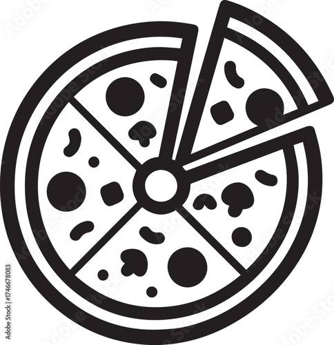 pizza vector in black and white