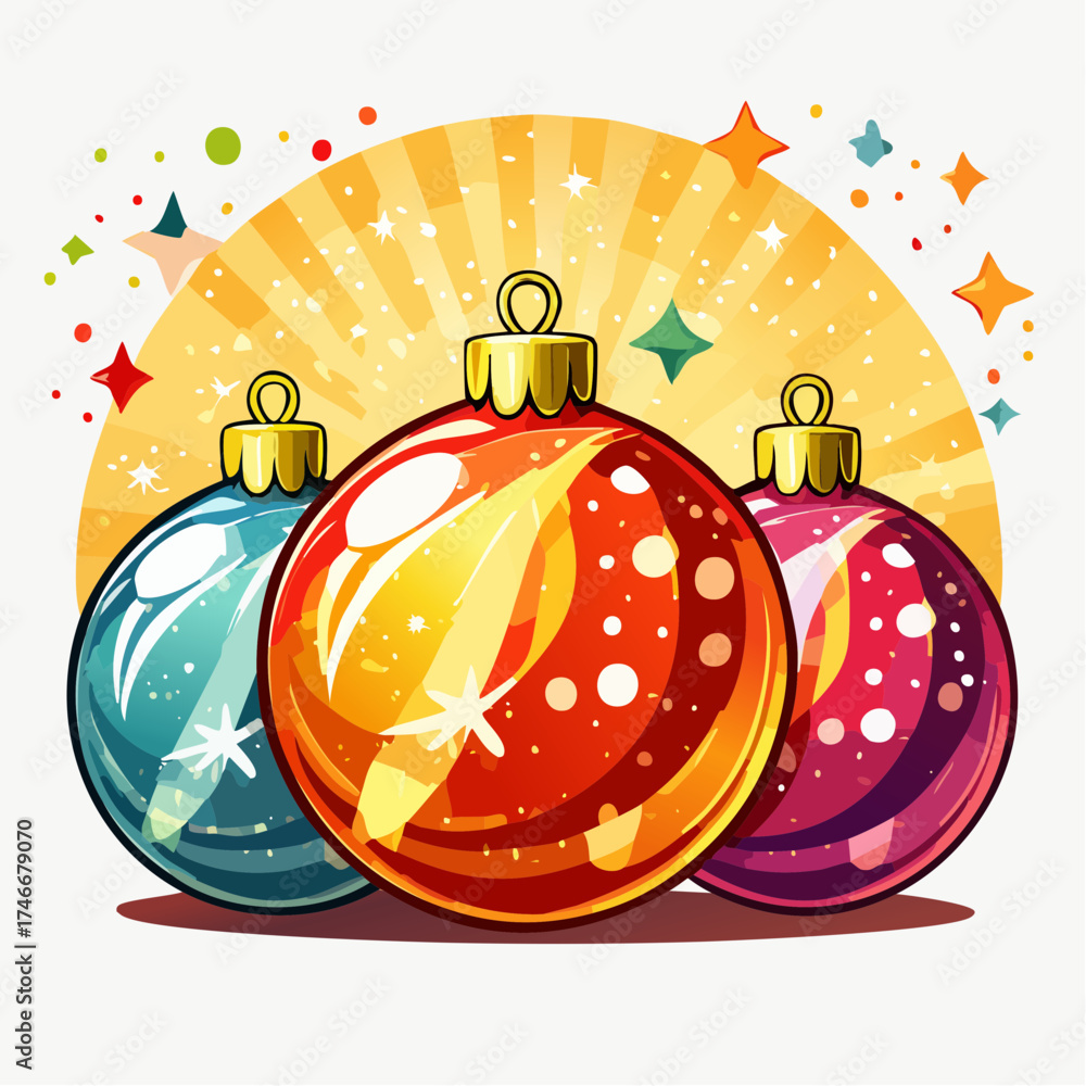 Makroaufnahme von Weihnachtsbaumkugeln mit Lichtern im Hintergrund