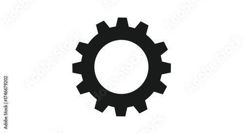 Simple black gear icon on white background representing mechanics or settings