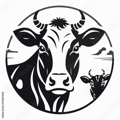 cow head silhouette vector