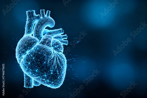 Digital wireframe heart illustration