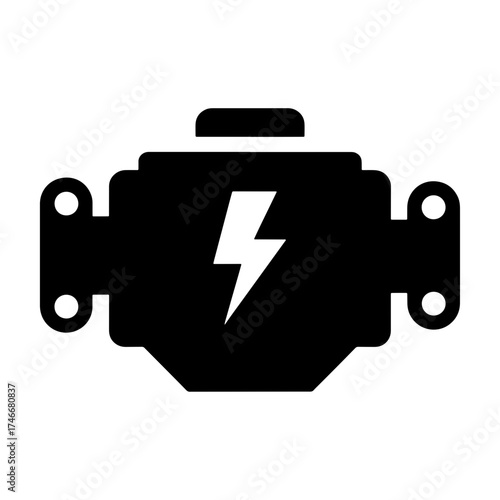 Electric Engine Icon Vector Symbol Automotive Power Design
