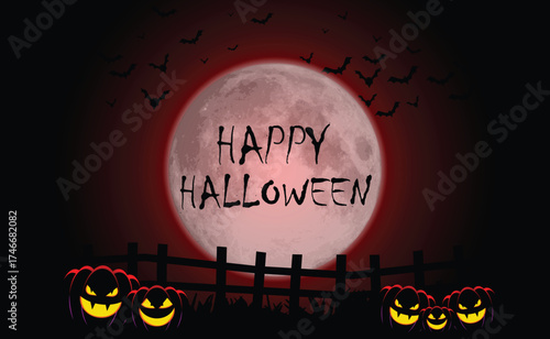 halloween background with pumpkin and bats