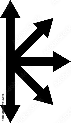 Way direction arrow sign icon. three arrow, way sign, road direction icon vector. three-way direction arrow sign.Way pointer symbol. Turn arrow navigation sign. Traffic route vector illustration.