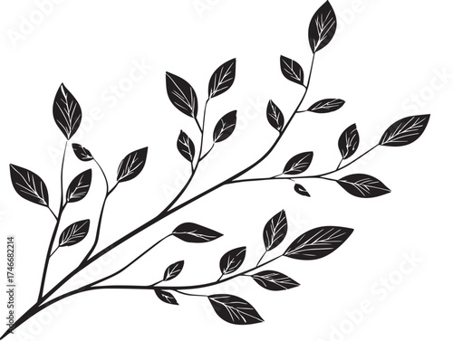 Organic twig icon illustration in clean line art
