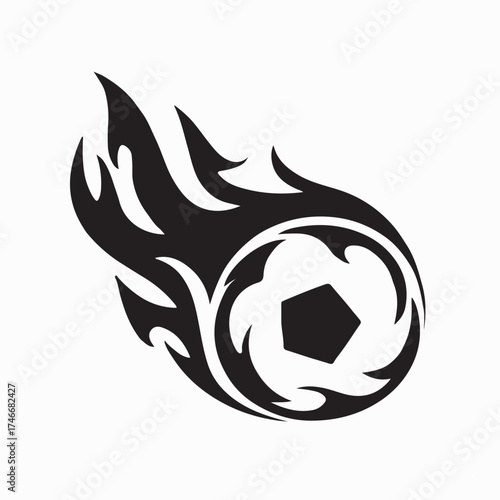 Burning Soccer Ball with Flames Vector on White Background