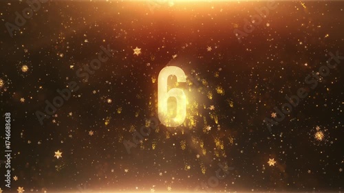 Ten seconds countdown timer to Happy new year 2026 goldent glittering light motion text with glow firework particles abstract background.Isolated alpha channel Apply prores 444