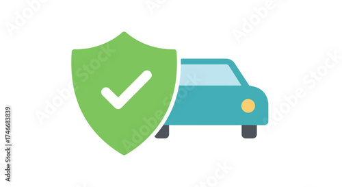 Vehicle protection is illustrated with a shield and a car icon