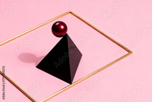 Geometric shapes on pink background