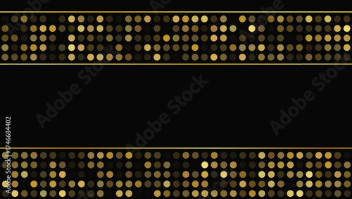 Dark background with golden lines and glittering dots