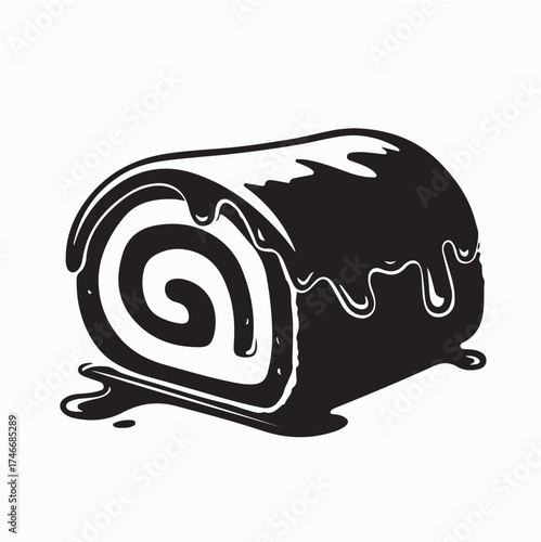 Sweet Swiss Roll Dessert Logo Illustration on white background