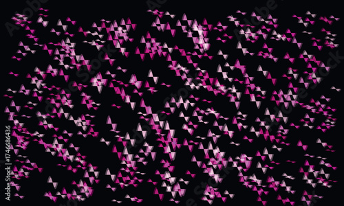 Abstract Background with Pink and White Geometric Shapes on Black Backdrop