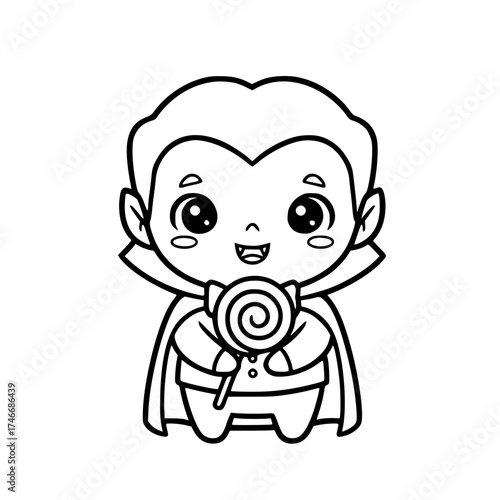 Vampire boy cartoon character outline illustration