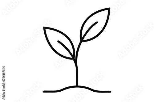 seedling sprout vector line art flower silhouette