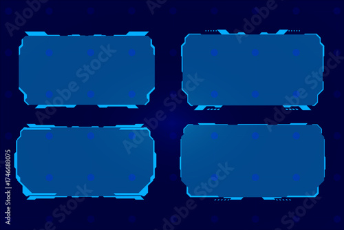 Set Futuristic HUD Text Box Frames Futuristic Vector Illustration