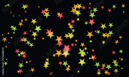 Colorful star pattern on black background abstract vector illustration