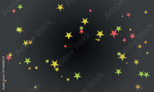Colorful star pattern on dark background celestial fantasy dreamscape illustration