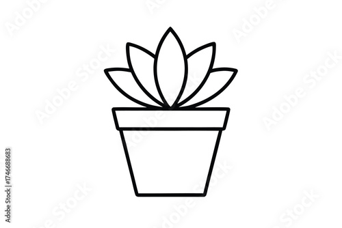 succulent pot vector line art flower silhouette