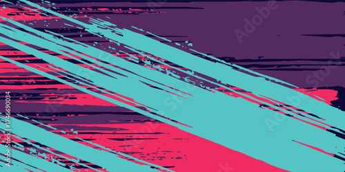 neon background brush game blue pink purple banner abstract paint stain vintage modern car wrap sticker, eps 10,