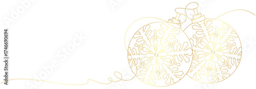 golden line art christmas balls vector with decorationts on transparent