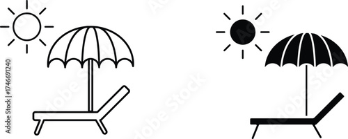 beach chair  icon vector graphic illustration  with white background flat hand made icon fill icon .