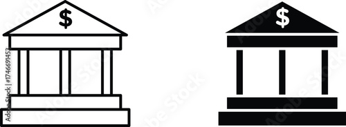 bank  icon vector graphic illustration  with white background flat hand made icon fill icon .