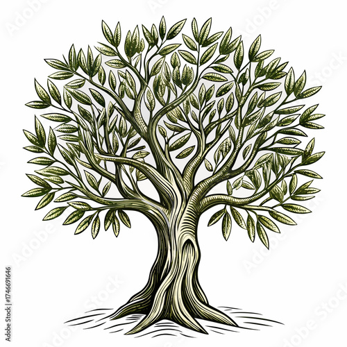 Olive Tree Vintage Woodcut Engraving Style Hand Drawn Vector Illustration

