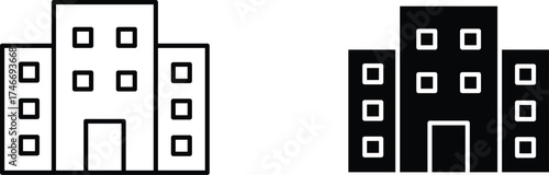 building  icon vector graphic illustration  with white background flat hand made icon fill icon .