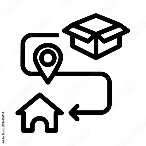 Shipping Delivery Map Pointer icon from the Customer Development icon collection (Outline Style)