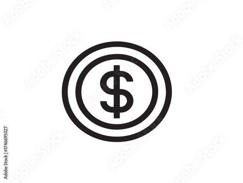 Attractive financial dollar sign in elegant line art