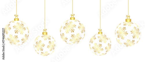 Golden christmas balls hanging