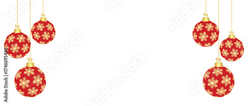 Christmas balls frame on white background