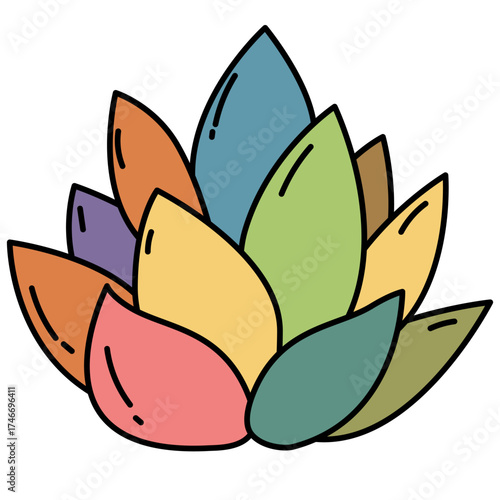 Colorful succulent plant illustration. Decorative botanical design for nature themed projects and environment concepts.