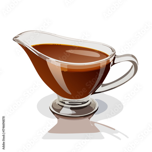 Gravy Sauce in Glass Boat — Classic Thanksgiving and Holiday Dinner Vector Illustration