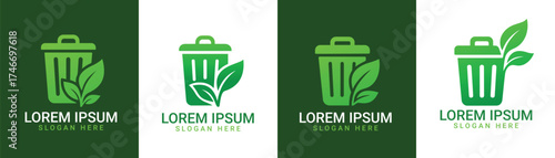  Eco Trash Bin with Leaves Recycling Logo