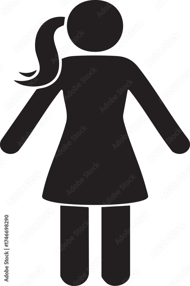 Obraz premium Businesswoman silhouette vector illustration with bag in black icon style